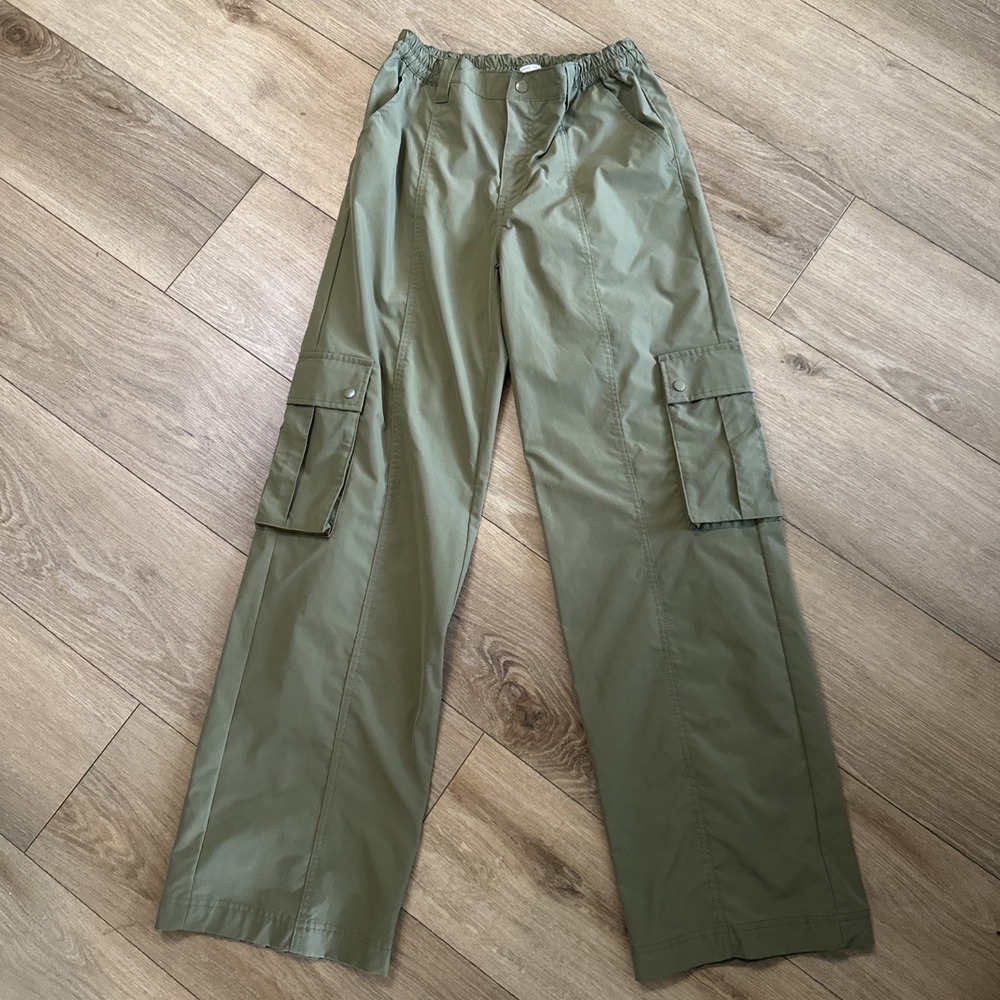 Love Tree Junior's Khaki Green‎ Cargo Pants Wide Leg Size Small